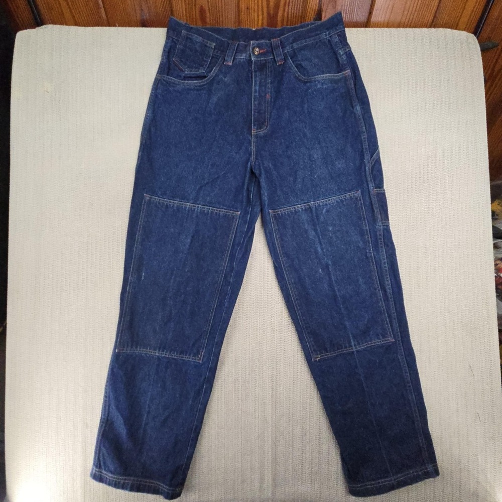 Vintage Platinum FUBU Jeans Mens 36x34 Blue Relaxed Carpenter Double Knee Skate
